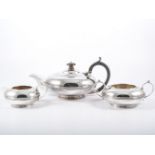 Three-piece silver teaset, by Albert Faulkner, Sheffield 1919, impressed circular form,
