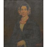 Provincial School, Portrait of a lady, half length, oil on canvas, 77 x 64cm.