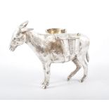 Cast silver table salt centrepiece, modelled as a donkey, by Edward Barnard & Sons Limited,