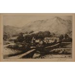 J Hennah, Grange - Borrowdale, signed in pencil, drypoint, 12cm x 20cm.