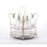 Georgian III oval silver cruet, frame and three condiments, by Robert & David Hennell, London, 1799,