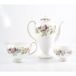Royal Crown Derby Posies pattern part teaset; and a Wedgwood Hathaway Rose pattern part coffee set.