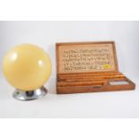 Vintage glass ceiling lamp, ball shape, with a ink stamp set,