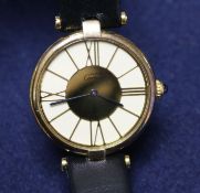 A Cartier silver gilt quartz wrist watch.