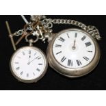 Two Victorian silver pocket watches including pair cased.