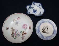 Small plate decorated with children blowing bubbles, a small blue bowl and a floral bowlImport Tax