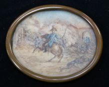 A miniature, French battle scene, signed Vernet