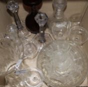 An early 19th century decanter and sundry glassware