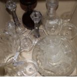 An early 19th century decanter and sundry glassware