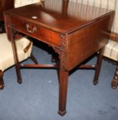A pair of George III style carved mahogany occasional tables, W.64cm