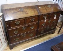 An 18th century style oak double bureau, W.143cm