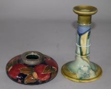 A Moorcroft inkwell and a Mintons secessionist candlestick