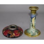 A Moorcroft inkwell and a Mintons secessionist candlestick