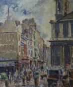 T.E. Lavaloil on canvasFrench street scenesigned and dated 195364 x 52cm