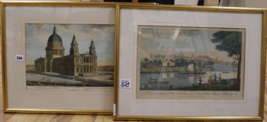 Two 18th century coloured engravings - Views of St Pauls Cathedral and Windsor Castle