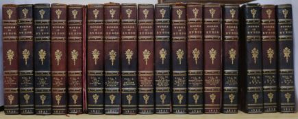 Byron, George Gordon Noel - Works, 17 vols, 8vo, half morocco, some boards detached, London 1832-33
