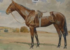 A watercolour of a racehorse 'Windsor Light', painted by R.L. Harvey, 23 x 33cm