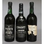 Three bottles of Port; Dow's 1970, Taylor 1970 and Croft 1966.