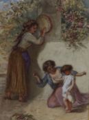 A Auguste Bouvier (1825-1881)watercolourItalian women entertaining a childsigned18 x 13.5cm