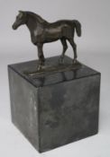 After George Garrard (1760-1826), a small patinated bronze model of a horse on marble base,