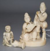 Two Japanese ivory okimono