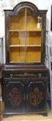 A Victorian simulated rosewood bookcase, with parcel gilt floral decoration, W.68cm H.175cm