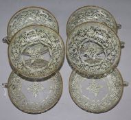 Six enamelled glass dishes