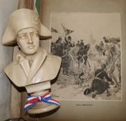 A book of British battle prints and bust Napoleon