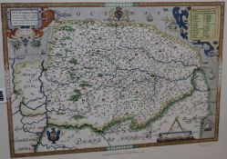 Three reprints of Saxton maps of Norfolk, Herefordshire and Leicestershire, 43 x 56cm