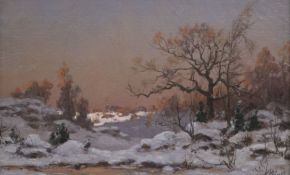 Adrien Schulz (1851-1931)oil on panelWinter landscapeapprox. 15.5 x 25.5cm