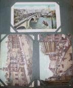 Collection of early 20th century postcards, topographical and greetings, Kensitas silks etc (album