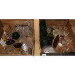 A collection of miscellaneous glassware, inc drug jars, decanters, drinking glasses, ice plates,