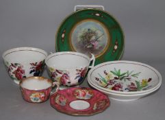 Sevres saucer and 2 other cups and saucers