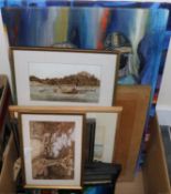 Two unframed oils by Adeyera-Niyi and ten other related pictures