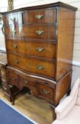 A Queen Anne style walnut chest on stand, W.93cm H.156cm