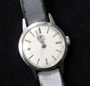 A lady's early 1960's steel Omega manual wind wrist watch.