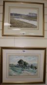 Elaine EppswatercolourThe Cuckmere at Alfriston' and another watercolour of a woman feeding