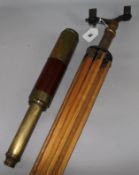 A three draw telescope and a tripod