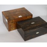 A parquetry inlaid box and coromandel box