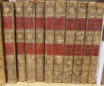 Stern, Lawrence - Works, 10 vols, 8vo, contemporary calf, back board to vol 10 detached, London