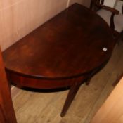 A George III inlaid mahogany single drop leaf dining table, W.119cm