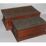 Two Indian carved hardwood boxes