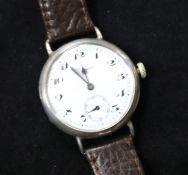 A gentleman's early 20th century silver Longines wrist watch.