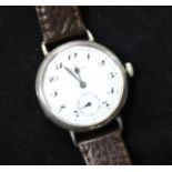 A gentleman's early 20th century silver Longines wrist watch.