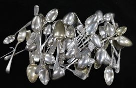 A quantity of silver tea and coffee spoons, including sets and part sets, various dates and makers