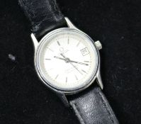 A lady's steel Omega Seamaster quartz wrist watch.