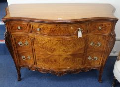 A Hepplewhite revival marquetry inlaid flame mahogany commode, W.133cm