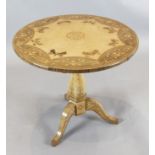 A 19th century Continental marquetry and rosewood centre table, decorated with butterflies and