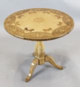A 19th century Continental marquetry and rosewood centre table, decorated with butterflies and