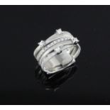 An Italian Marco Bicego 18ct white gold and diamond set multi band dress ring, size K.